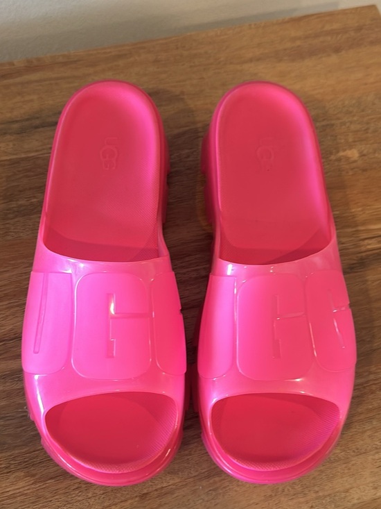 UGG Shoes - UGG Hot Pink Logo Jelly Slide Sandals